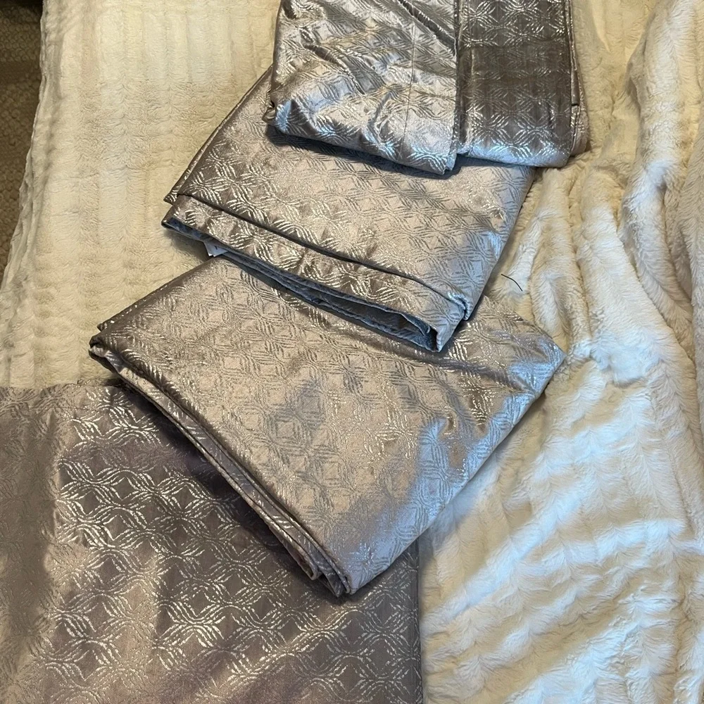 Elegant Silver Patterned Curtains set of 4